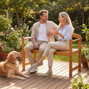 2-Seater Acacia Wood Garden Bench with Backrest & Armrests