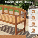 2-Seater Acacia Wood Garden Bench with Backrest & Armrests