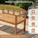 2-Seater Acacia Wood Garden Bench with Backrest & Armrests