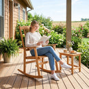 Acacia Wood Rocking Chair with High Back for Patio