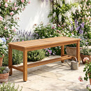 Acacia Wood Patio Bench for 2 with Slatted Seat