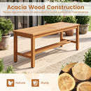 Acacia Wood Patio Bench for 2 with Slatted Seat