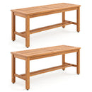 Acacia Wood Patio Bench for 2 with Slatted Seat