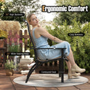 Outdoor Adirondack Chair with High Back and Metal Frame for Porch Garden-Coffee