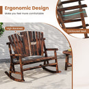 Outdoor Adirondack Rocking Chair for Adults with High Back and Slatted Seat-Brown