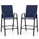 Outdoor Bar Stools Set of 2 29 Inch Fabric Bar Height Stools with Armrests