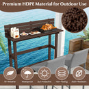 48 Inch Patio Pub Height Table with Storage Shelf and Adjustable Foot Pads