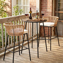Outdoor Bar Table 41 inch Bar Height Patio Round Table with Acacia Wood Top and Metal Frame