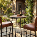 Outdoor Bar Table 41 inch Bar Height Patio Round Table with Acacia Wood Top and Metal Frame