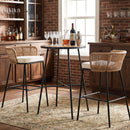 Outdoor Bar Table 41 inch Bar Height Patio Round Table with Acacia Wood Top and Metal Frame