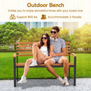 Outdoor Bench Acacia Wood Patio Loveseat with Backrest Armrests
