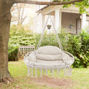 Hand-Woven Rope Hanging Chair with Cushion and Folding Frame