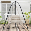 Hand-Woven Rope Hanging Chair with Cushion and Folding Frame