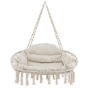 Hand-Woven Rope Hanging Chair with Cushion and Folding Frame