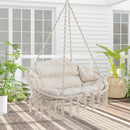 Hand-Woven Rope Hanging Chair with Cushion and Folding Frame