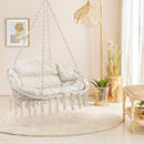 Hand-Woven Rope Hanging Chair with Cushion and Folding Frame
