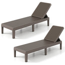Outdoor Chaise Lounger Chair with Waterproof Rattan Textured PP Surface Set of 2
