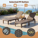 Outdoor Chaise Lounger Chair with Waterproof Rattan Textured PP Surface Set of 2
