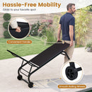 Outdoor Chaise Lounge Chair with Wheels and Metal Frame