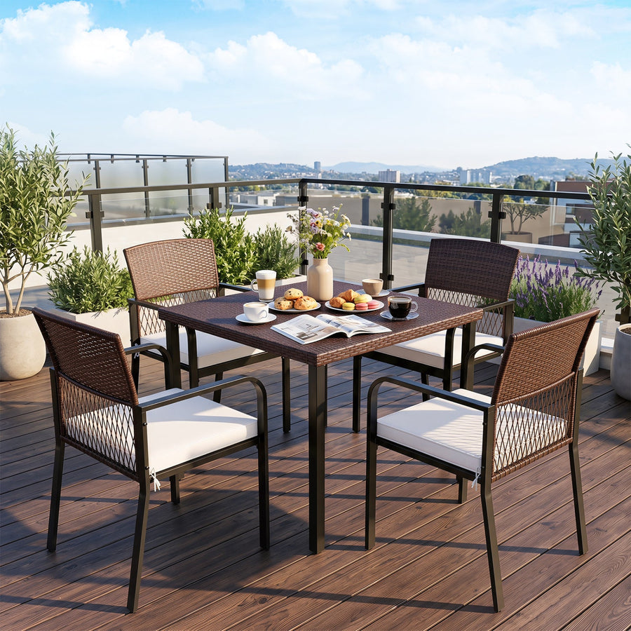 Patio Dining Chairs Set of 4 with Padded Cushions