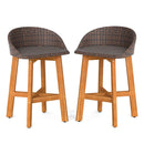 Outdoor Faux Rattan Bar Chairs Set of 2 with Ergonomic Backrests and Footrests