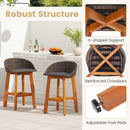 Outdoor Faux Rattan Bar Chairs Set of 2 with Ergonomic Backrests and Footrests