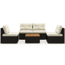 5 Piece Outdoor Furniture Set with Solid Tabletop and Soft Cushions