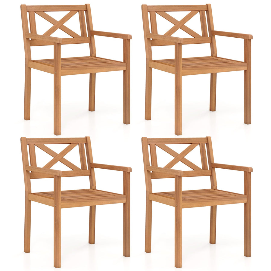 Outdoor Garden Acacia Wood Patio Dining Chairs for Porch