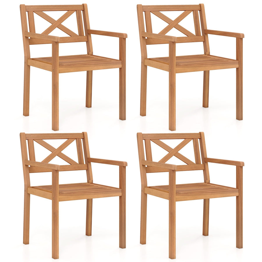 Outdoor Garden Acacia Wood Patio Dining Chairs for Porch