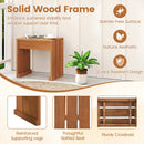 Outdoor Garden Bench Single Person Patio Backless Bench with Solid Wooden Frame