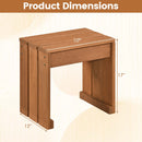 Outdoor Garden Bench Single Person Patio Backless Bench with Solid Wooden Frame