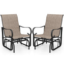 Outdoor Glider Chairs Set of 2 with High Backrest Breathable Mesh Fabric and Metal Frame-Black and Brown