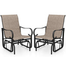 Outdoor Glider Chairs Set of 2 with High Backrest Breathable Mesh Fabric and Metal Frame-Black and Brown