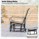 Outdoor Glider Chairs Set of 2 with High Backrest Breathable Mesh Fabric and Metal Frame-Black and Brown