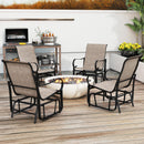 Outdoor Glider Chairs Set of 2 with High Backrest Breathable Mesh Fabric and Metal Frame-Black and Brown