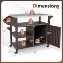 Outdoor Grill Cart with Storage Cabinet Shelves and Stainless Steel Top-Brown