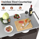 Outdoor Grill Cart with Storage Cabinet Shelves and Stainless Steel Top-Brown