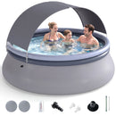 Inflatable Pool with Sunshade Canopy for Outdoor Use
