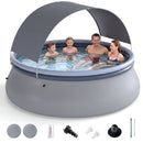 Inflatable Pool with Sunshade Canopy for Outdoor Use
