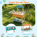 Outdoor Kids Play Kitchen Set Wooden Toy Kitchen Playset with Removable Sink