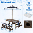 Kids Wooden Picnic Table Set with Umbrella and Sand Boxes