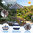 Kids Wooden Picnic Table Set with Umbrella and Sand Boxes