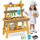 Outdoor Mud Kitchen for Kids Wooden Play Kitchen Toy for Boys Girls Aged 3-8-Yellow