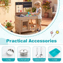 Wooden Play Kitchen with Stove, Storage & Water System