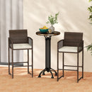 Outdoor PE Wicker Bar Stools Set of 2 Patio Bar Height Chairs with Cushions-White