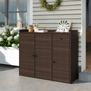 Outdoor PE Wicker Storage Cabinet with 3 Doors for Deck