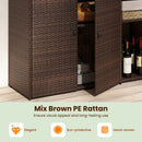 Outdoor PE Wicker Storage Cabinet with 3 Doors for Deck