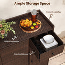 Outdoor PE Wicker Storage Cabinet with 3 Doors for Deck
