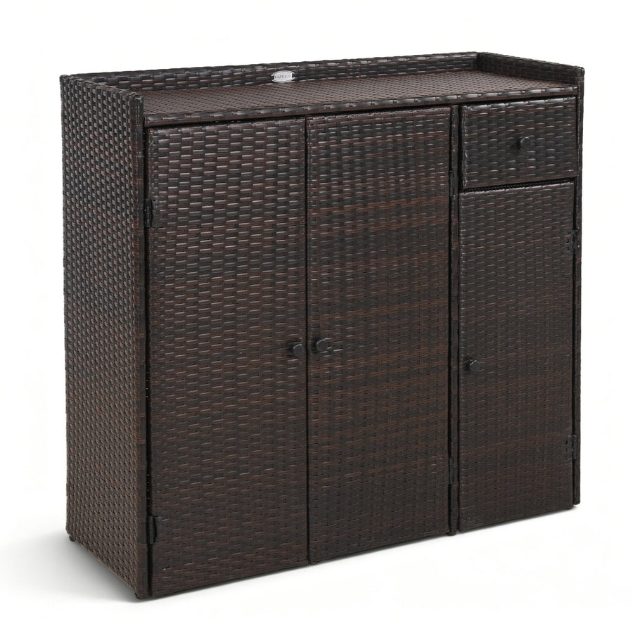 Outdoor Storage Cabinet with 3 Doors and Adjustable Shelves