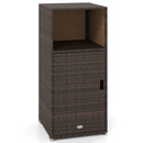 PE Wicker Storage Cabinet with Door and Open Shelf